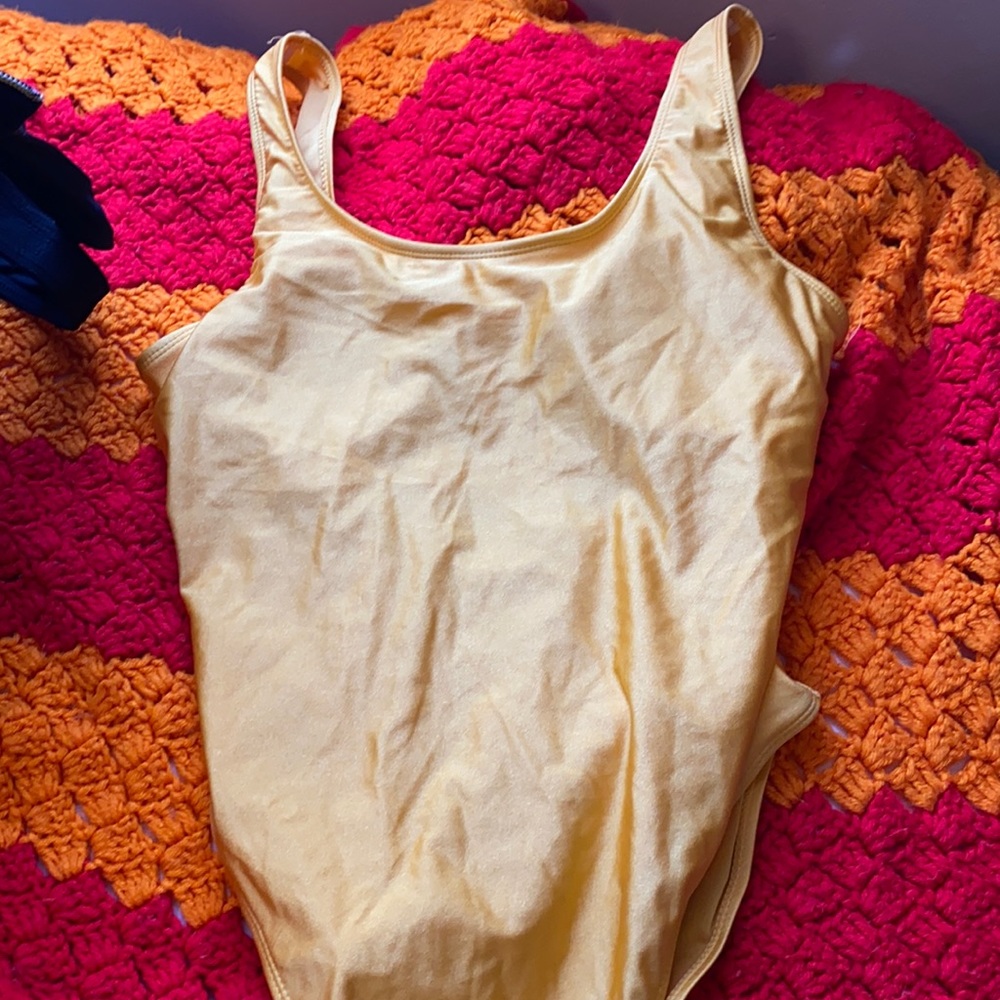 Gold open back swimsuit